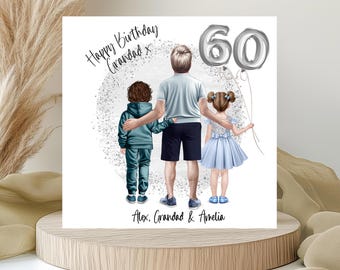 Personalised 70th Birthday Card for Grandpa – Custom Grandad Card from Grandchildren, Family Card, Men's 80th 2014