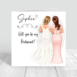 Wollen Sie meine Brautjungfer / Trauzeugin sein Handgemachte personalisierte Karte Brautjungfer Vorschlagskarte Beste Freundin Schwester Bestie, individuelles Haar 480
