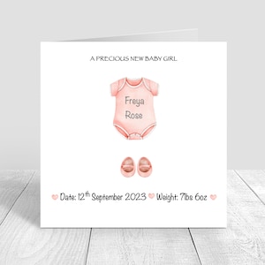 Tarjeta de niña Tarjeta de bebé recién nacido personalizada Felicitaciones Preciosa niña Nuevos padres Tarjeta de bebé dulce