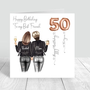 Personalised Women's Best Friend Happy Birthday Handmade Card for her Sister Bestie Cousin Mum 18th 21st 25th 30th 35th 40th 50th 60th 375
