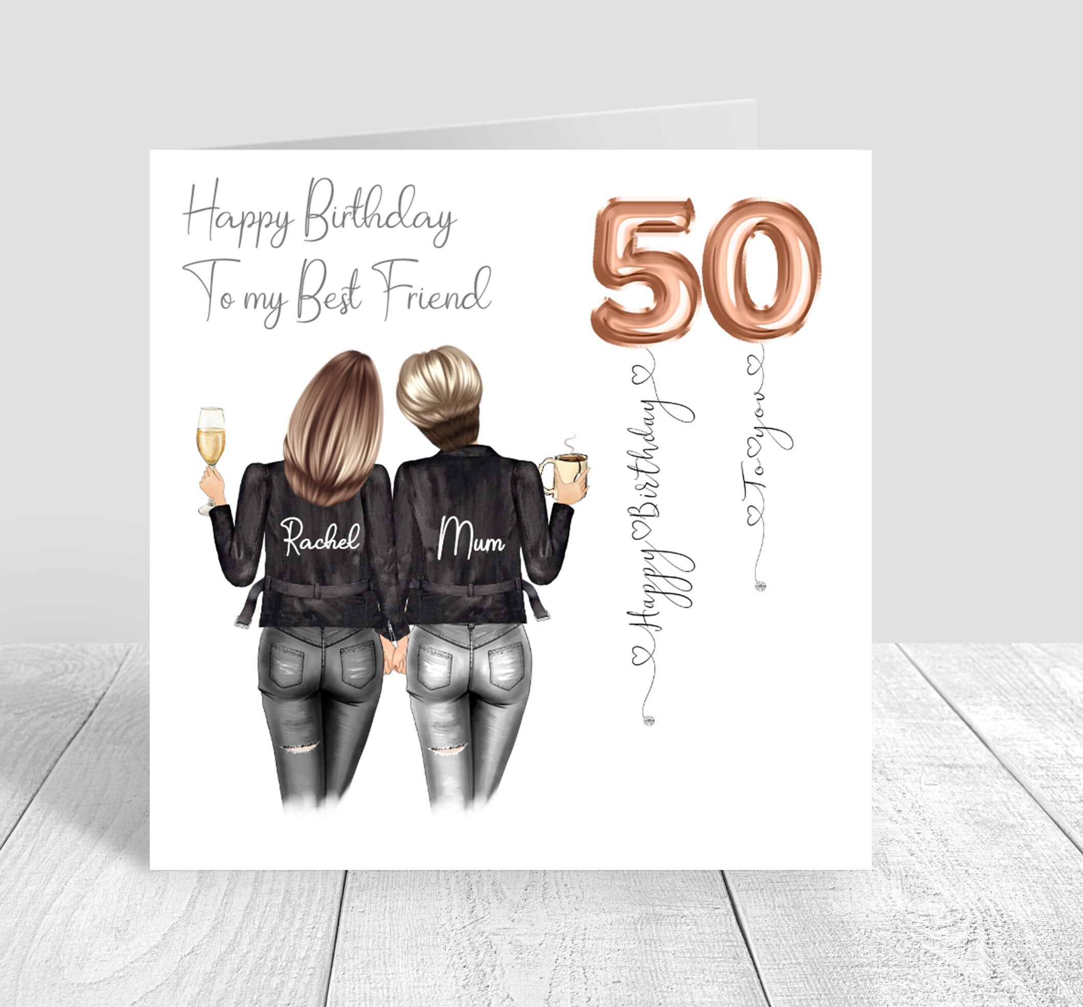 Personalised Women's Best Friend Happy Birthday Handmade Card for Her ...