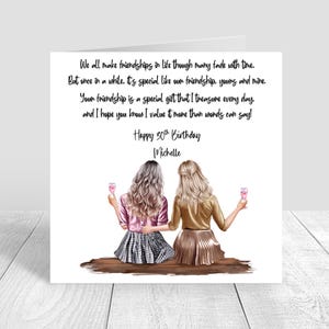 Women's Personalised Best Friend Happy Birthday Handmade Card for Friend| Bestie Special Friend 18th 21st 25th 30th 35th 40th 50th 60th 1435