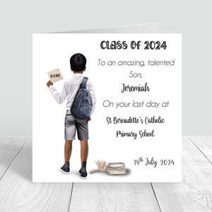 Tarjeta personalizada para dejar la escuela para niños, último día de escuela primaria, escuela secundaria, tarjeta de salida de la escuela secundaria, clase de 2024, fin de año 1194
