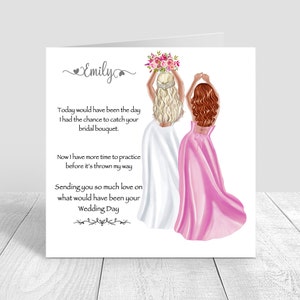 Serait carte de mariage personnalisée faite main mariage - jour du mariage reporté - jour du mariage retardé carte personnalisée pour ami/soeur