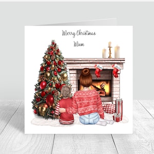 Gepersonaliseerde kerstkaart moeder en zoon Merry Christmas mama/mam/mummie/moeder kersttruien zoon neef handgemaakte kerstkaart 297