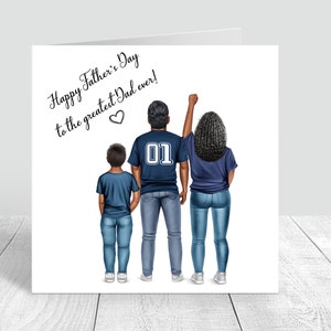 Tarjeta personalizada del Día del Padre Feliz, Papá e hijos, Tarjeta de papá número 1, Papá, Superhéroe, Tarjeta del Día del Padre hecha a mano, Personalizar cabello 502
