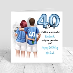 Carte personnalisée de joyeux anniversaire de football pour hommes, carte de voeux, carte d'anniversaire, carte de football pour homme, kit de football bleu, 21 30 40 50 1232