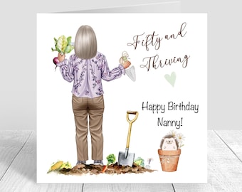Personalised Women's Happy Birthday Card, Gardner Birthday card,40th 50th 60th Card Handmade, Friend, Nanny, Daughter, Niece, Sister 1652