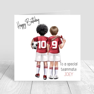 Personalised Boys Football Birthday Card,Happy Birthday Soccer Card, Greeting Card,red football Kit Birthday Card, 5th 6th 8th 12th 1538