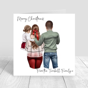 Biglietto di Natale personalizzato per la famiglia, biglietto di Natale per genitori e figli, regalo di Natale, regalo di Natale fatto a mano dalla famiglia 654