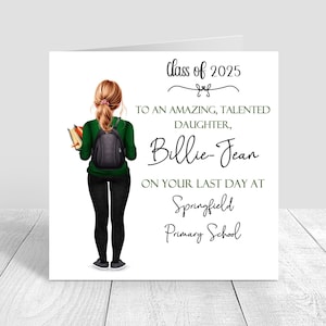 Personalised Girls School Leavers Card, Students End of year Last Day Primary School,Secondary School leaving card,Class of 2025- green 1720