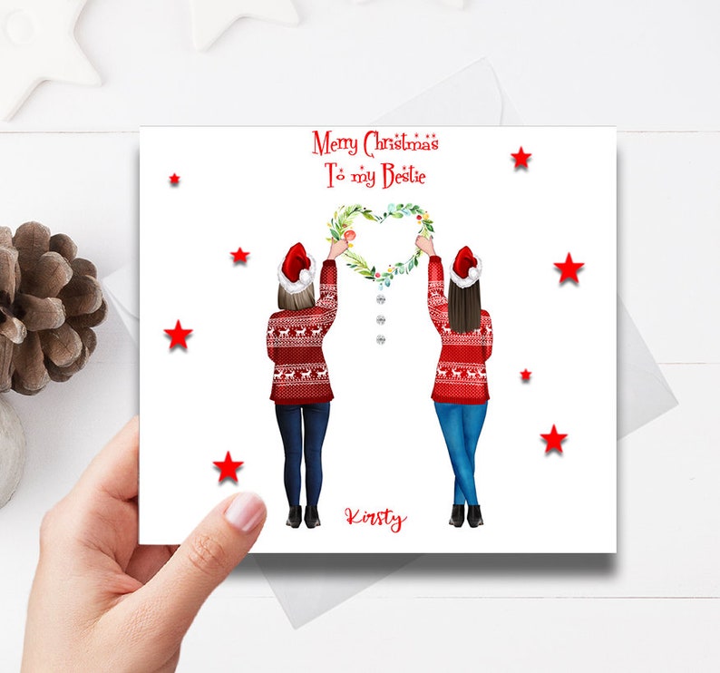 Merry Christmas Best Friend Christmas Card Personalised Xmas - Etsy UK