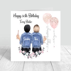 Geburtstagskarten für Frauen, Personalisierte Beste Freundin Alles Gute zum Geburtstag Handgemacht für Bestie Spezieller Freund 18.21.25.30.35.40.50.60