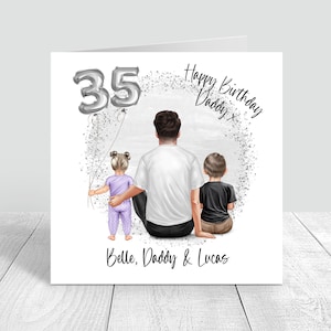 Cartão de aniversário masculino personalizado feito à mão, cartão de aniversário de pai e filha, cartões para pai, cartão de cumprimentos, feliz aniversário 30º 40º 1156