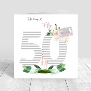 Fabulosa y cincuenta mujeres tarjeta de cumpleaños número 50 hecha a mano y personalizada mamá hermana tía amiga bestie prima esposa