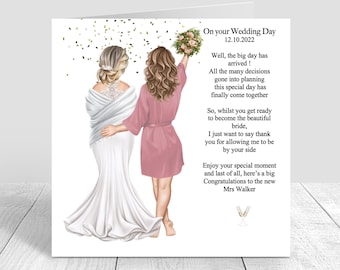 On Your Wedding Day Handmade Personalised Card  for Best Friend/ Sister/ cousin Various Hairstyles / wedding morning card 258