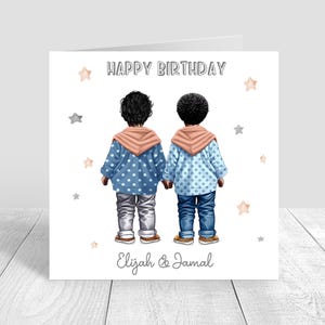Personalised Twin Boys Birthday Card Boys Handmade and Personalised Cards 1st 2nd 3rd Birthday Grandson Son Nephew Brother 1462