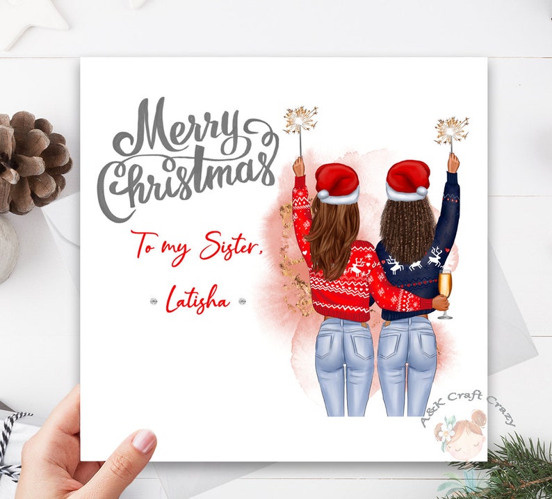 Merry Christmas Sister / Best Friend Christmas Card | Etsy UK