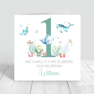 Personalised Boys 1st Birthday Card Handmade First Birthday Under the sea Card Brother Son Grandson Nephew Babies 1st Sea Creatures 803