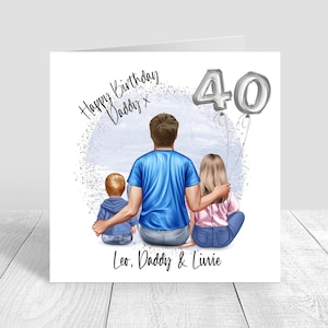 Personalised Mens Birthday Card Handmade Card, Dad & Daughter Birthday Card, Cards for Dad, Greetings Card, Happy Birthday 30th 40th 1685