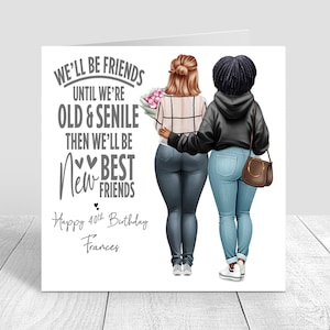 Carte personnalisée joyeux anniversaire meilleure amie pour femme pour sa soeur, meilleure amie, cousine, maman 18ème 21ème 25ème 30ème 35ème 40ème 50ème 60ème 497