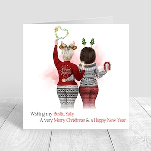 Feliz Natal e um Feliz Ano Novo Melhor Amigo Cartão de Natal Personalizado Cartão de Jumpers de Natal para Bestie/Irmã/Mãe/Tia/Prima 673