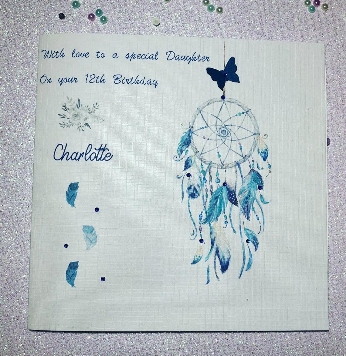 Happy Birthday Handmade Card Personalised Dream Catcher Etsy