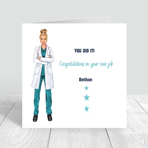 Carte personnalisée faite main médecin/infirmière/Bravo/Félicitations Carte médecin personnalisée