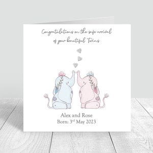 Twin New Born Baby Card Félicitations / C’est une fille / C’est un garçon / Petit-fils / Petite-fille / Cadeaux pour jumeaux / Cartes de vœux