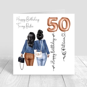 Women's Personalised Best Friend Happy Birthday Handmade Card Curvy Ladies Sister Bestie Cousin 18th 21st 25th 30th 35th 40th 50th 60th 1466