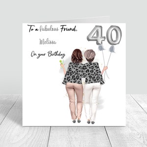 Geburtstagskarte für die beste Freundin der Frau, handgefertigt/personalisiert, für Schwester, Tante, 18., 21., 25., 30., 40., 50., Enkelin, Tochter, Nichte