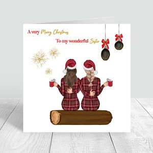 Una cartolina di buon Natale personalizzata Biglietto con maglioni di Natale Sorelle/BestiesFriends/Regali di Natale Biglietto di auguri stagionale fatto a mano