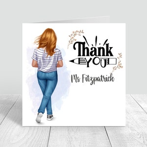 Carte de remerciement personnalisée pour enseignant Carte de fin d'année à personnaliser pour enseignant Carte de remerciement personnalisée pour enseignant Meilleur cadeau pour enseignant 1116