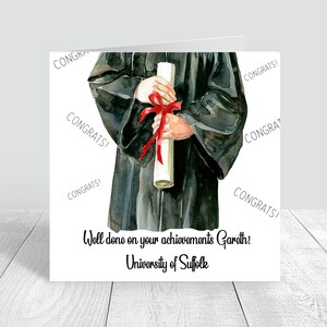 Carte personnalisée de remise des diplômes pour hommes, carte de félicitations pour diplômés, fait main, robe de remise de diplômes, pour lui 1048
