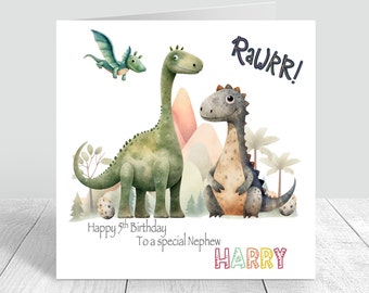 Personalised Boys Dinosaur Birthday Card Handmade First Birthday Card 2nd 3rd 4th Brother Son Grandson Nephew Babies 1st Birthday Card 586