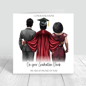 Carte de remise des diplômes pour homme personnalisée faite main pour elle, bravo, cadeaux de félicitations pour l'obtention du diplôme, robe de diplômé * personnaliser les cheveux * fils 1061