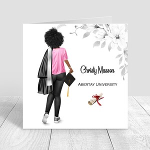 Carte de vœux faite main pour femme | Personnalisé | Félicitations, cadeaux de remise des diplômes PERSONNALISATION DES CHEVEUX Vêtements décontractés Carte des diplômés 625