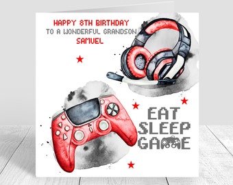 Gamer Boys Birthday Card controller playstation gamer personalised birthday card for boys Son nephew Grandson 8th 10th 12th 13th 14th 15th