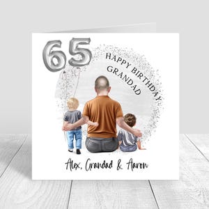 Carte faite main personnalisée pour homme, carte d'anniversaire grand-père et petits-fils, carte de voeux, joyeux anniversaire 50e 60e 70e 1343