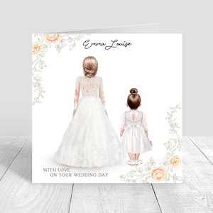 Bride & Flower Girl On Your Wedding Day Card Handmade Personalised Card for Auntie / Sister,Mum ,boho, bohemian style wedding card 1696
