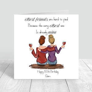 Birthday Card Women's Best Friend Handmade/ Personalised Sister/ Bestie / Auntie / 18th 21st 25th 30th 40th 50th birthday gift any age