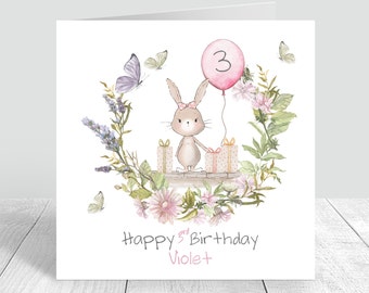 Happy.Birthday.Rabbit〜March.3月編〜 Happy birthday card with rabbit | Premium Vector