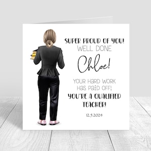 Personalised Qualified Teacher Card, Congratulations,Well Done, Teaching assistant, Handmade, Customise Hair, Women's Solicitor card, 1674