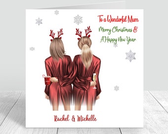 Christmas Robes Christmas Card  Handmade Bestie Xmas Personalised gifts| Sister| Mum| Best Friend