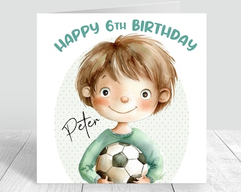 Boys Personalised football birthday card,4th 5th 6th 8th 10th Cards for him, Soccer Birthday Card, Greeting Card Son,brother,Grandson 1070