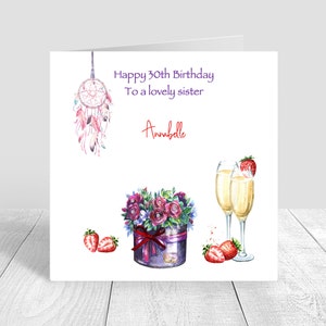 Joyeux 30e anniversaire Carte personnalisée pour femme Petite amie / sœur / nièce / amie / tante faite à la main