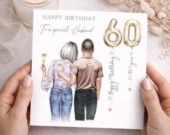 Personalised 60th Birthday Card for Husband, Custom Name 60 Birthday Card, Happy 60th Husband Card, 60th Birthday Card for Him 2591
