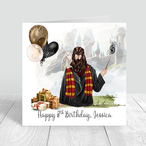 Personalised Children's Wizard Birthday Card Girls Best Friend Handmade Sister Daughter Girls 5th 6th 7th 8th Granddaughter Daughter 792
