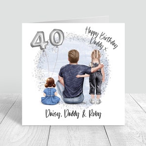 Carte faite main personnalisée pour homme, carte d'anniversaire père et fille, cartes pour papa, carte de voeux, joyeux anniversaire 30-40 1154