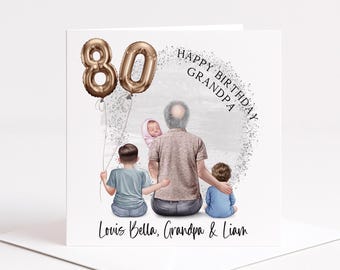 Personalised 70th Birthday Card for Grandpa – Custom Grandad Card from Grandchildren, Unique Keepsake Gift, Family Card, Men's 80th 2096